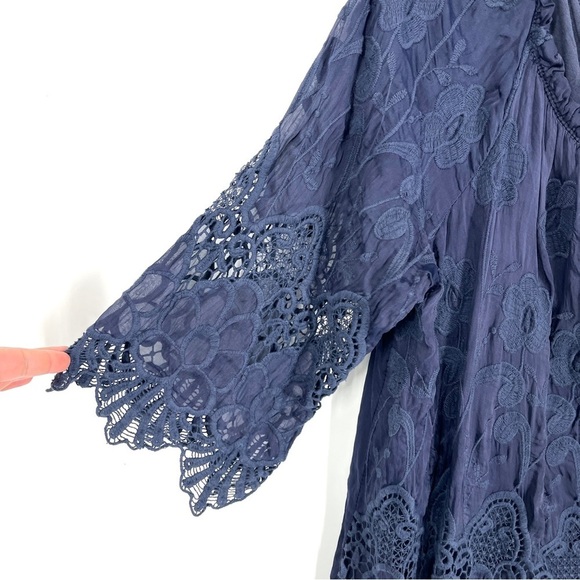 Le Marais Paris 100% Silk Blue Blouse Size M - Picture 5 of 9